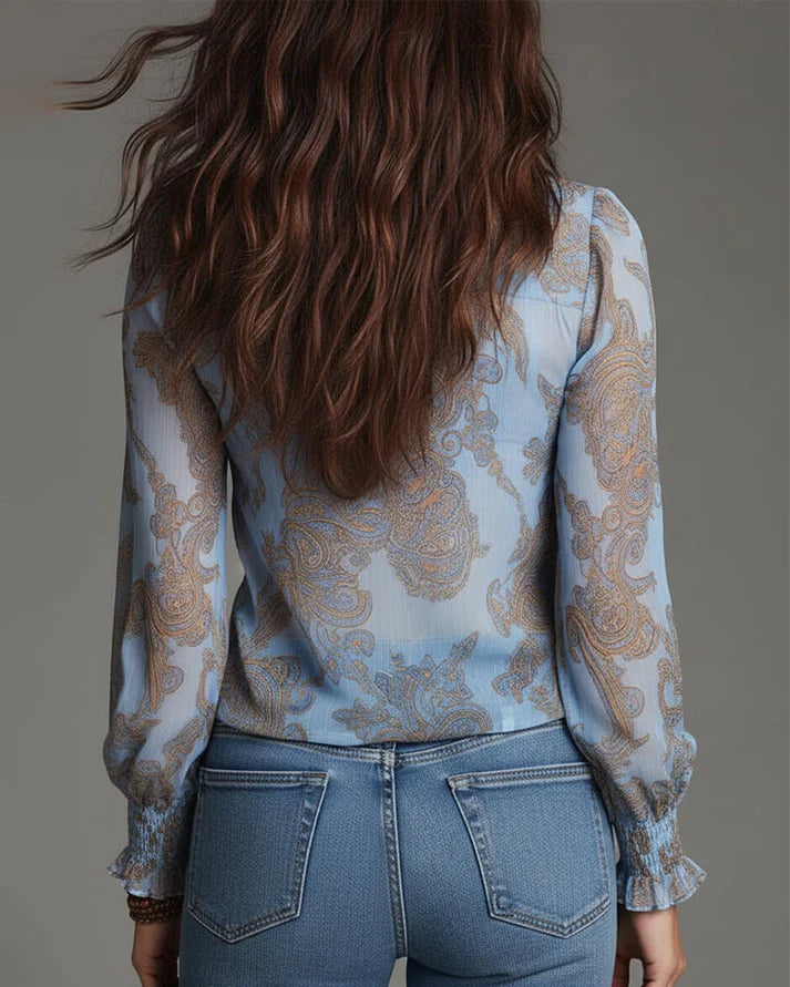 Amelia | Blusa Retro con Cremallera Frontal y Caída Fluida