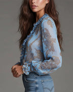 Amelia | Blusa Retro con Cremallera Frontal y Caída Fluida