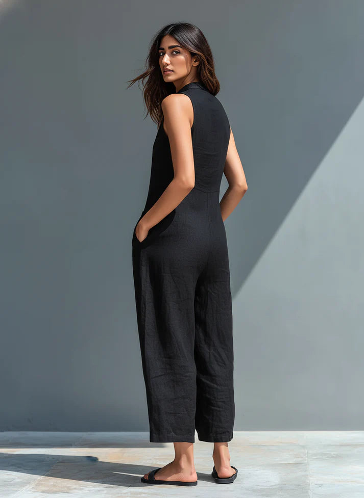 Cristina | Mono de Lino Minimalista de Silueta Fluida