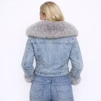 Amelia | Chaqueta Denim con Cuello de Pelo