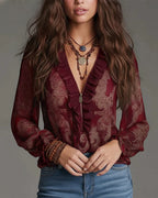 Amelia | Blusa Retro con Cremallera Frontal y Caída Fluida