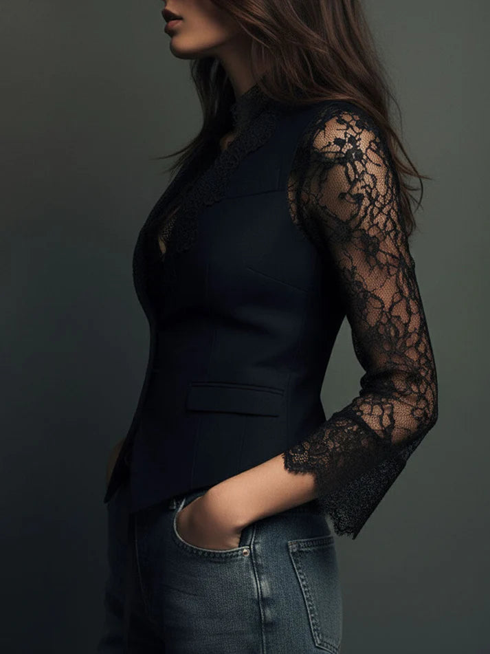 Nadia| Blazer Negro con Encaje