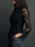 Nadia| Blazer Negro con Encaje