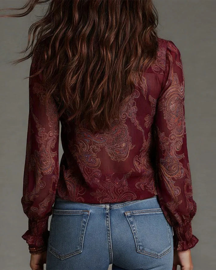 Amelia | Blusa Retro con Cremallera Frontal y Caída Fluida