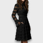 Mercedes | Vestido Midi Con Flecos Transparentes