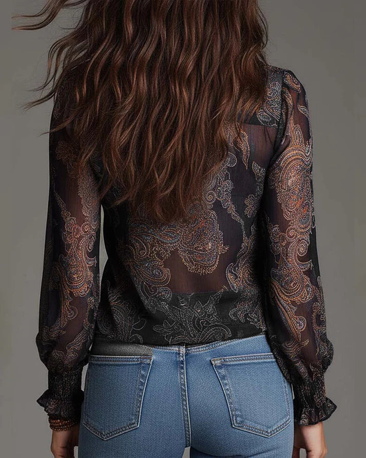 Amelia | Blusa Retro con Cremallera Frontal y Caída Fluida