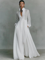 Noelia | Vestido Largo Minimalista con Cuello Alto