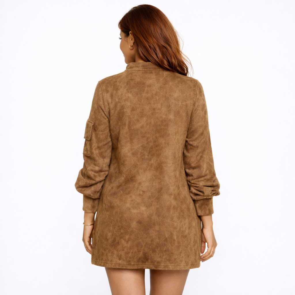 Lidia ❘ Minivestido oversize de ante con cuello alto