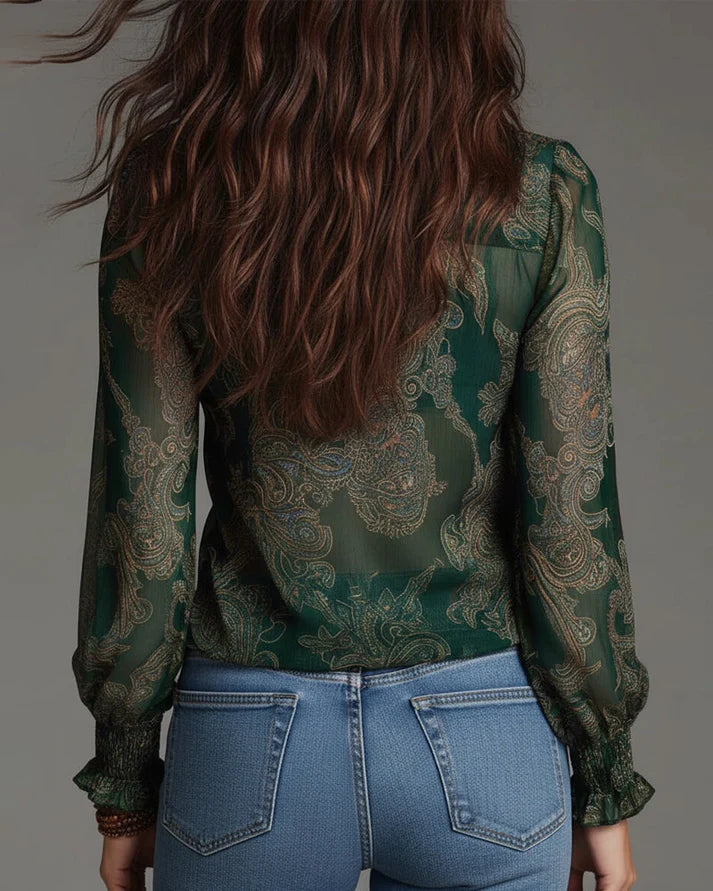 Amelia | Blusa Retro con Cremallera Frontal y Caída Fluida