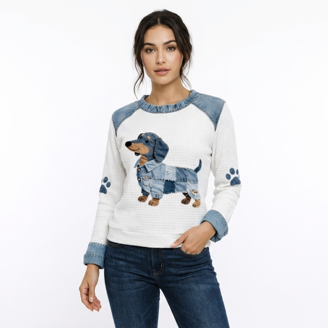 Nuria - Perro salchicha con patchwork denim