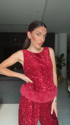 CORDSET NEVE – Conjunto de blusa y pantalón con lentejuelas.