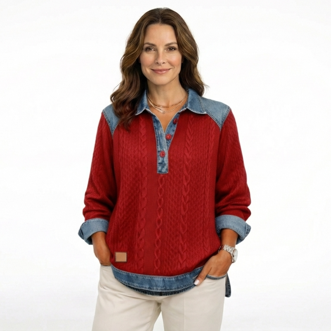 Ariana | Sudadera con Solapa y Medio Botón