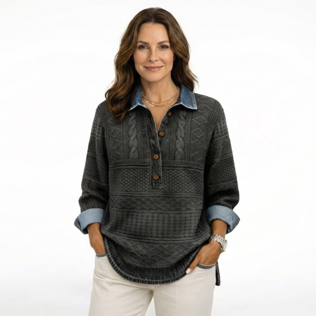 Ariana | Sudadera con Solapa y Medio Botón