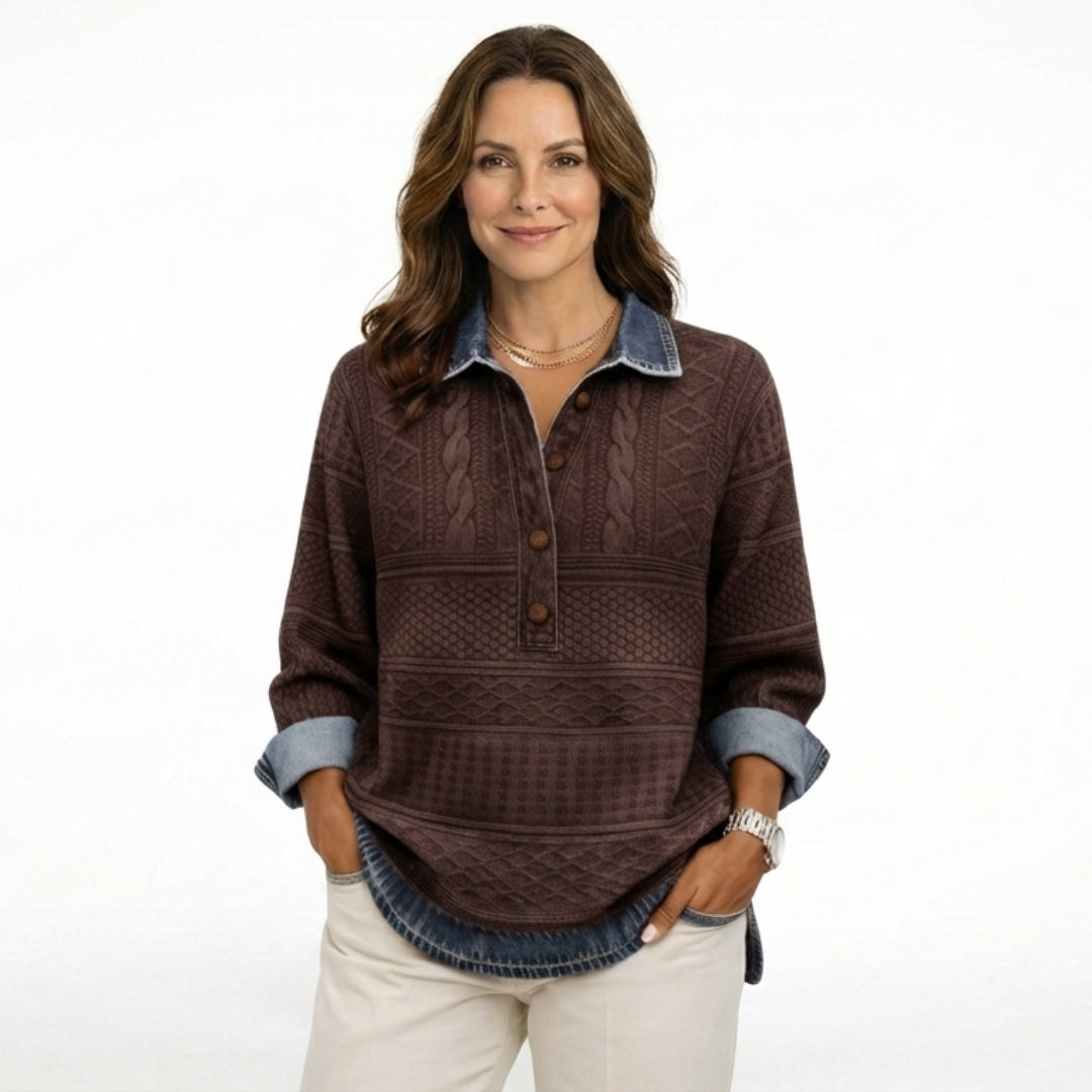 Ariana | Sudadera con Solapa y Medio Botón