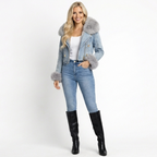 Amelia | Chaqueta Denim con Cuello de Pelo