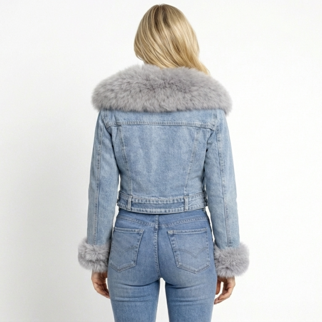 Amelia | Chaqueta Denim con Cuello de Pelo