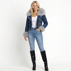 Amelia | Chaqueta Denim con Cuello de Pelo