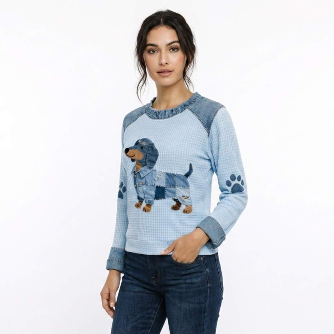 Nuria - Perro salchicha con patchwork denim