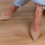 Marlen | Zapatilla de tacón destalonados nude con tacón fino
