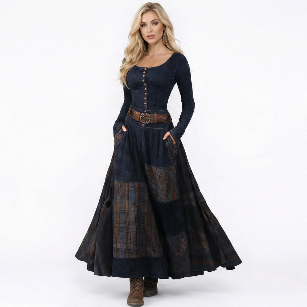 Elisa | Vestido maxi de ante con cinturón