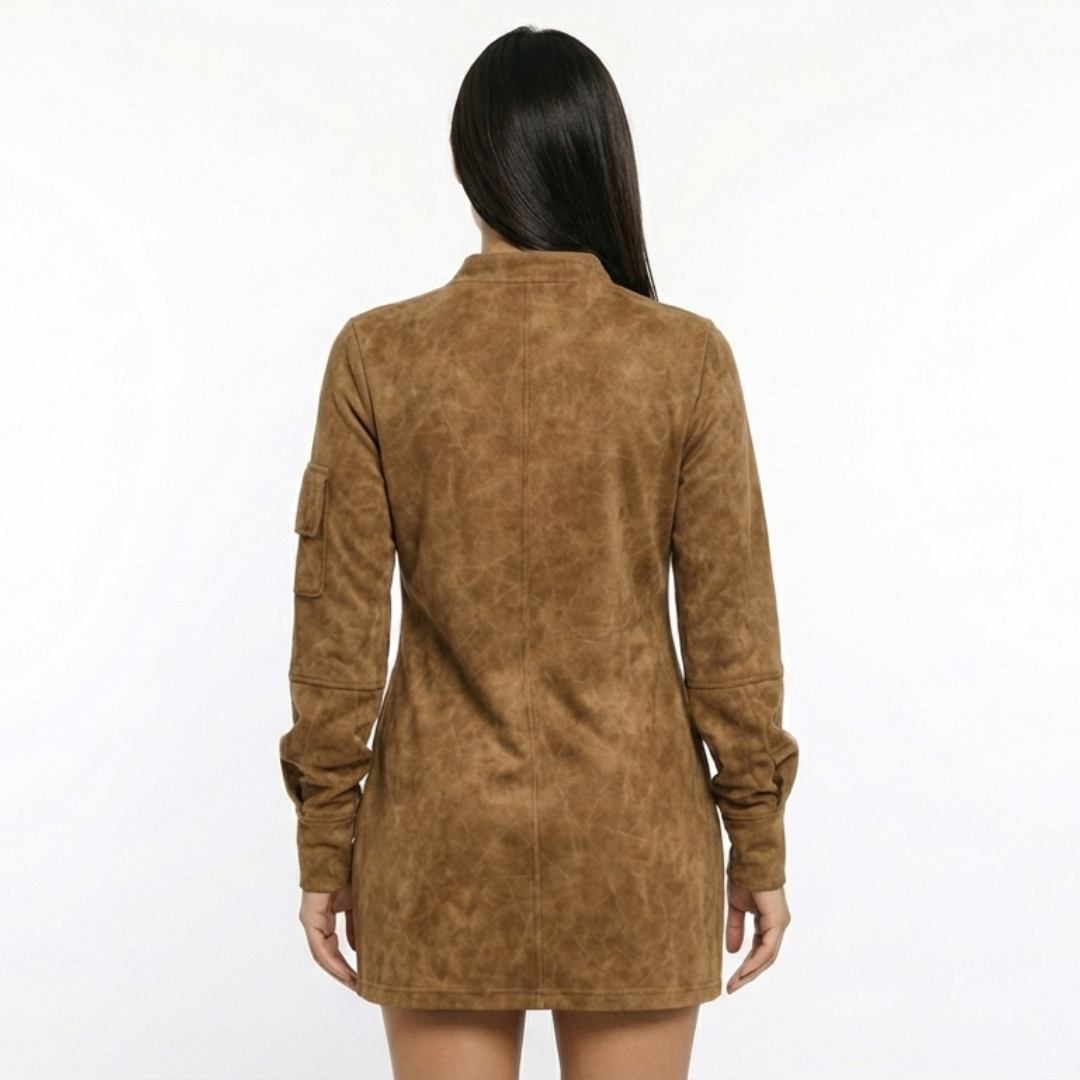 Lidia ❘ Minivestido oversize de ante con cuello alto