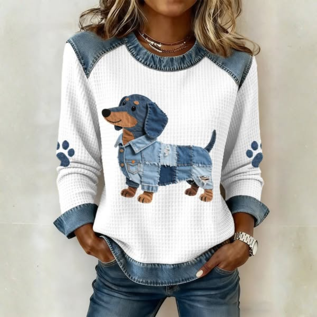 Nuria - Perro salchicha con patchwork denim