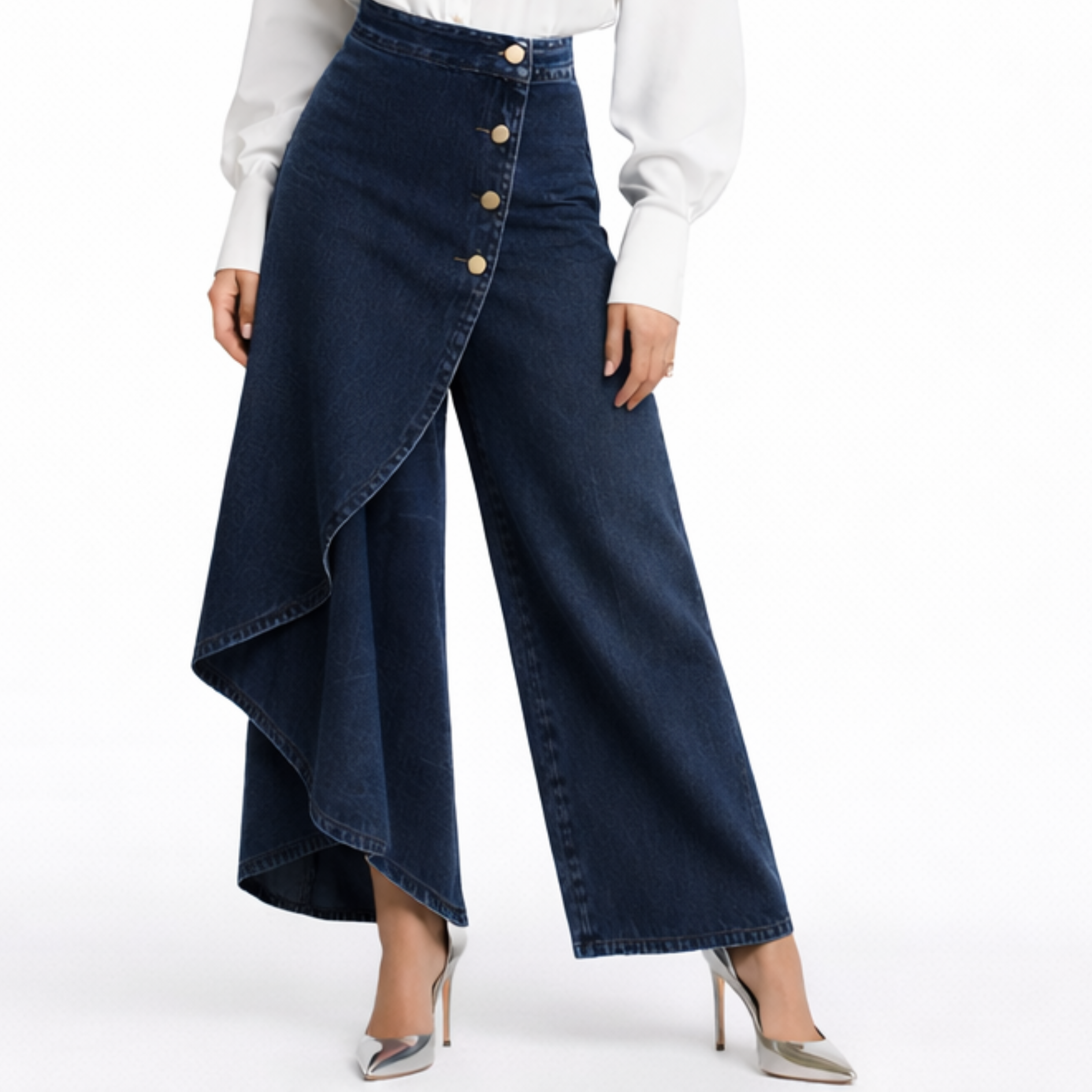 Marta | Jeans de Talle Alto con Pierna Ancha y Corte Relajado en Diseño Elegante