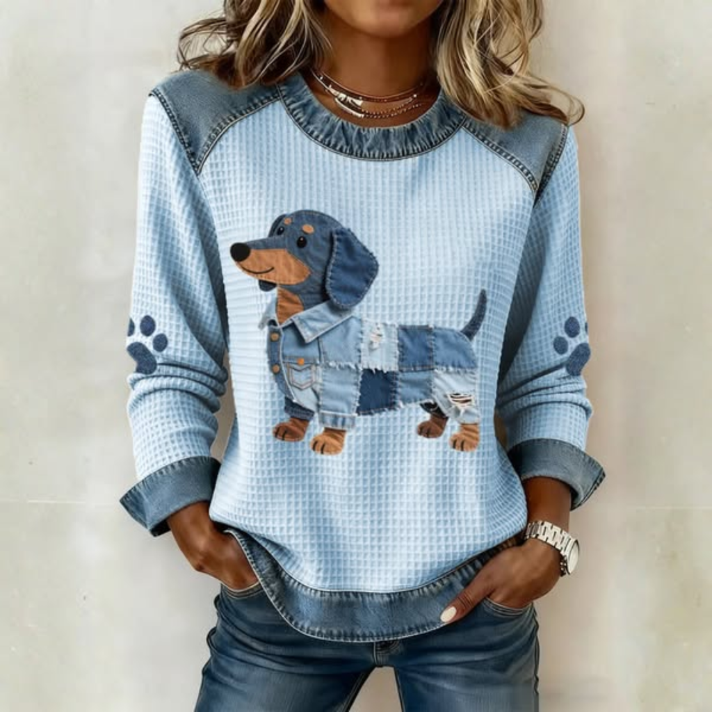 Nuria - Perro salchicha con patchwork denim
