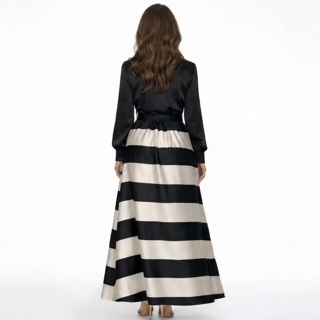 Elisa | Vestido de Rayas con Cintura Ajustable