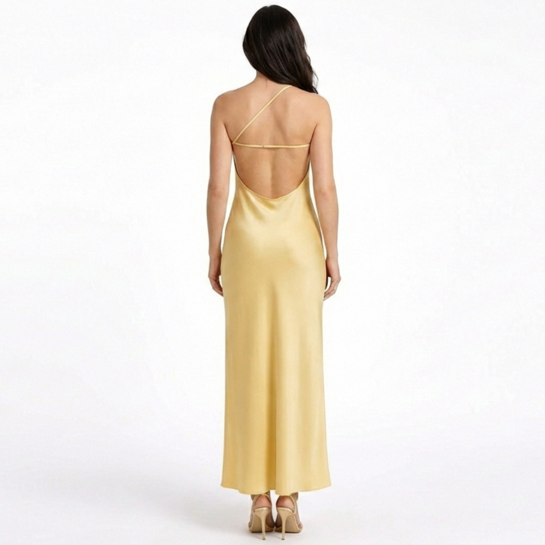 Valeria | Vestido Maxi Satinado con Abertura