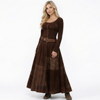 Elisa | Vestido maxi de ante con cinturón