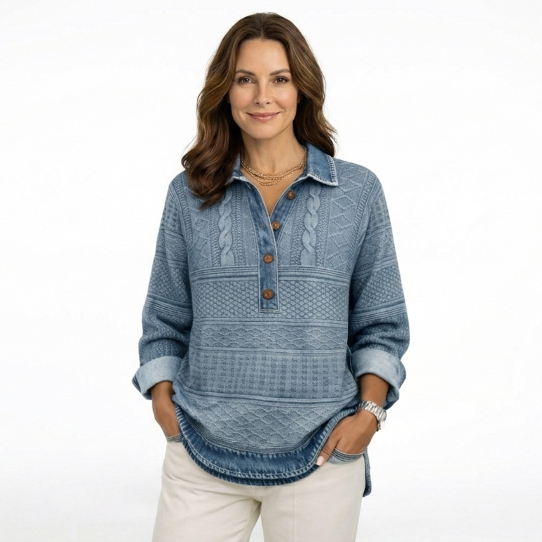 Ariana | Sudadera con Solapa y Medio Botón