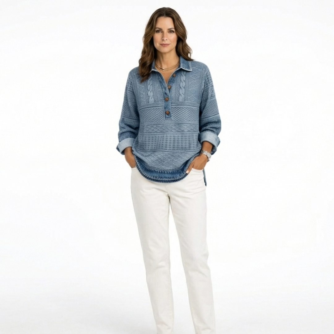 Ariana | Sudadera con Solapa y Medio Botón