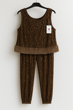 CORDSET NEVE – Conjunto de blusa y pantalón con lentejuelas.