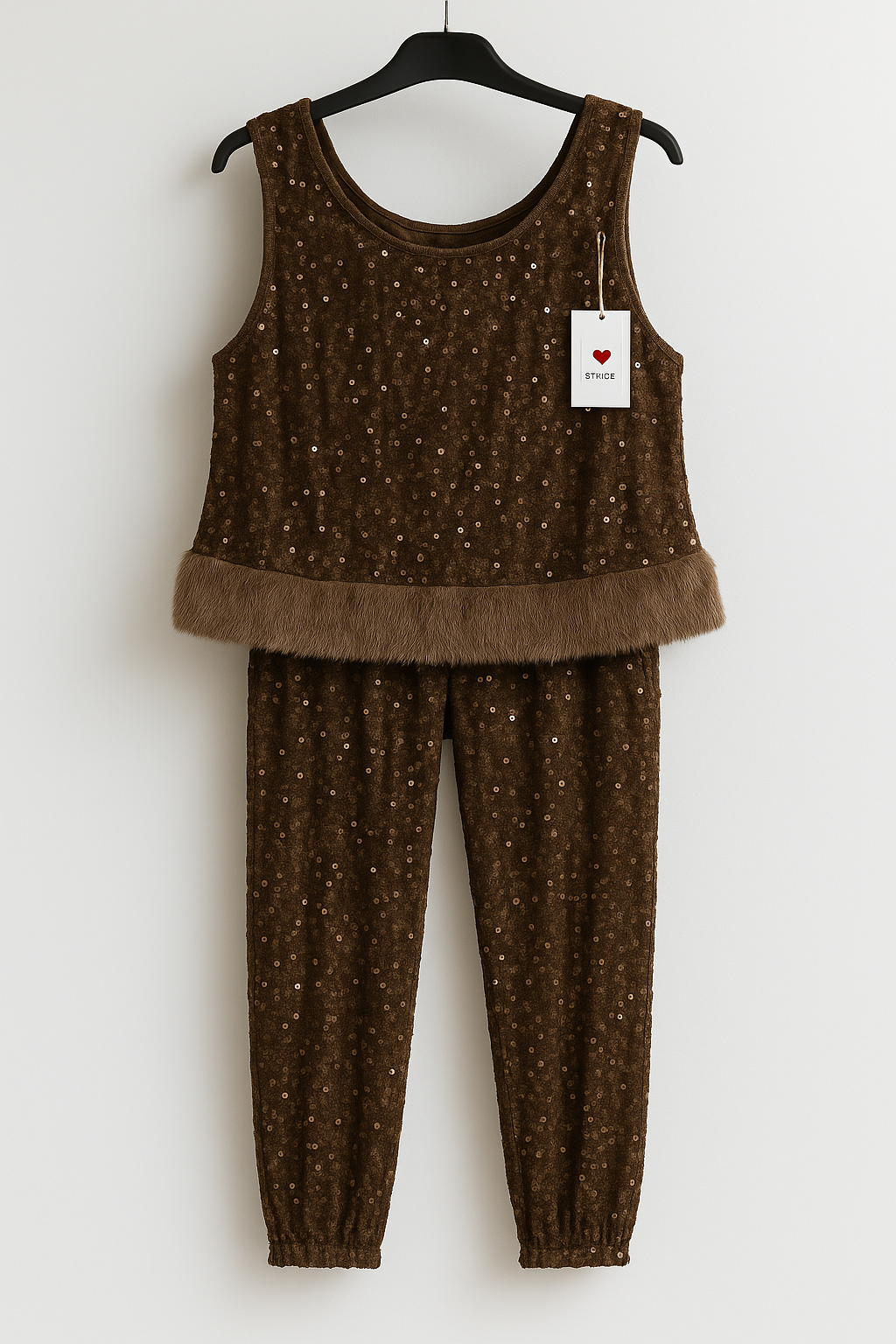 CORDSET NEVE – Conjunto de blusa y pantalón con lentejuelas.