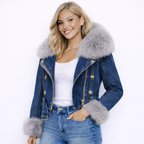 Amelia | Chaqueta Denim con Cuello de Pelo