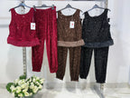 CORDSET NEVE – Conjunto de blusa y pantalón con lentejuelas.